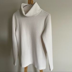 White Ribbed Turtleneck Sweater